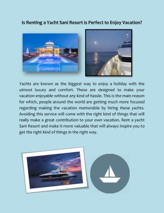 Renting a Yacht Sani Resort