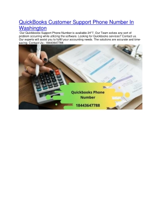 QuickBooks Customer Support Phone Number In Washington