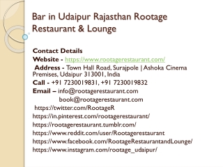 Bar in Udaipur Rajasthan Rootage Restaurant & Lounge