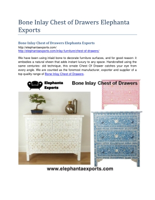 Bone Inlay Chest of Drawers Elephanta Exports