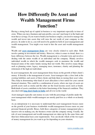 How Differently Do Asset and Wealth Management Firms Function?