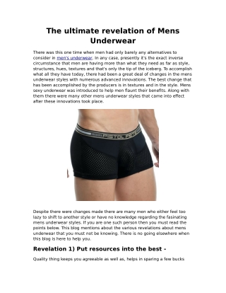 The ultimate revelation of Mens Underwear