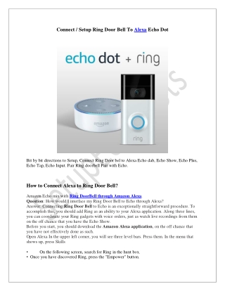 Connect / Setup Ring Door Bell To Alexa Echo Dot