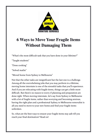 6 Ways to Move Your Fragile Items Without Damaging Them