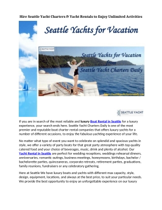 Luxury Boat Rental in Seattle