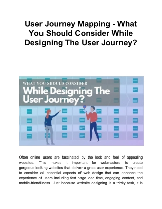 User Journey Mapping - What You Should Consider While Designing The User Journey?