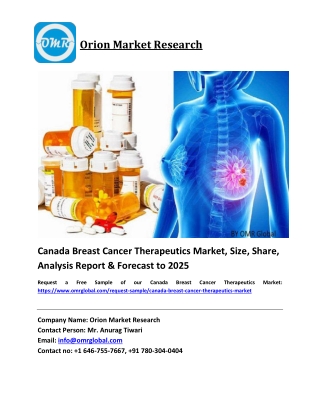 Canada Breast Cancer Therapeutics Market Growth, Size, Share, Industry Report and Forecast 2019-2025