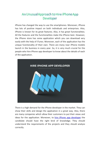 An Unusual Approach to Hire iPhone App Developer