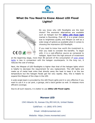 What Do You Need to Know About LED Flood Lights?