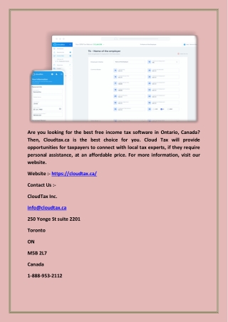 Best Free Tax Software Canada - CloudTax