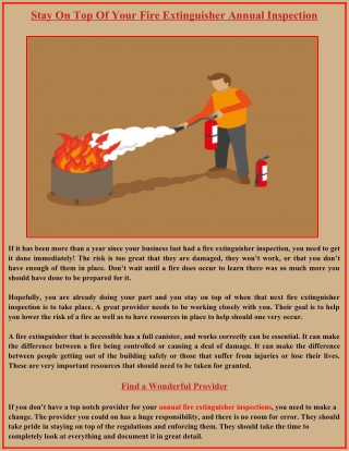 Stay On Top Of Your Fire Extinguisher Annual Inspection