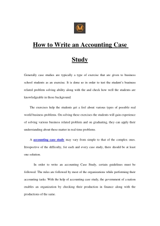 How to Write an Accounting Case Study?