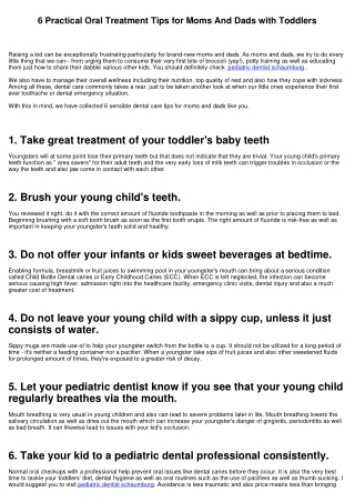 6 Practical Oral Treatment Tips for Parents with Toddlers