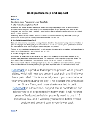 Back posture help and support
