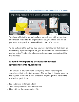 Importing Accounts from Excel Spreadsheet into QuickBooks Chart of Accounts