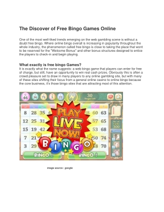 The Discover of Free Bingo Games Online