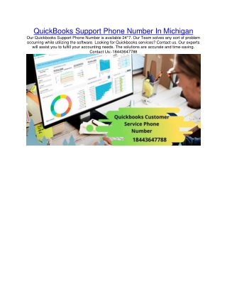 QuickBooks Support Phone Number In Michigan