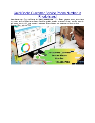 QuickBooks Customer Support Phone Number In Rhode island
