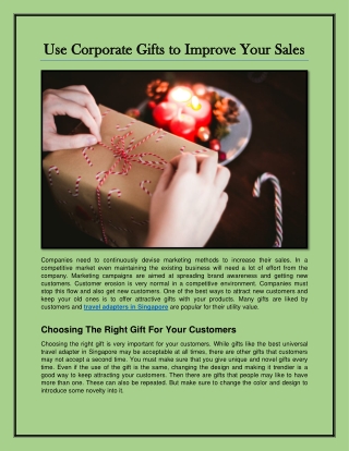 Use Corporate Gifts to Improve Your Sales