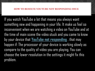 How to resolve YouTube not responding issue