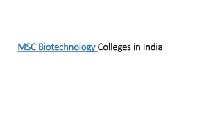 MSC Biotechnology Colleges in India