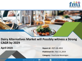 Dairy Alternatives Market to Face a Significant Slowdown in 2020, as COVID-19 Sets a Negative Tone for Investors