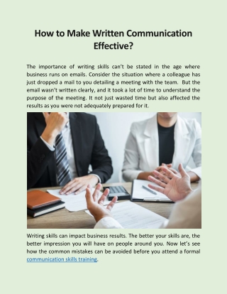 How to Make Written Communication Effective?