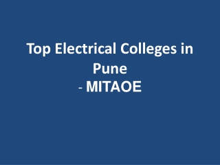 Top Electrical Colleges in Pune - MITAOE