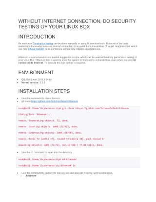 WITHOUT INTERNET CONNECTION, DO SECURITY TESTING OF YOUR LINUX BOX