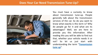 Does Your Car Need Transmission Tune-Up