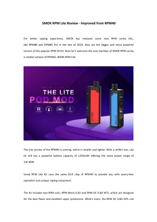 SMOK RPM Lite Review - Smaller Version of RPM40