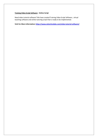 Training Video Script Software - Online Script