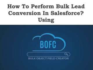 How To Perform Bulk Lead Conversion In Salesforce?