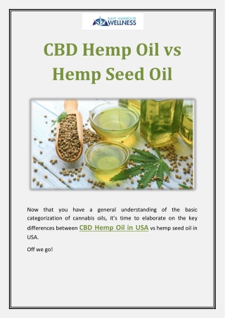 CBD Hemp Oil vs Hemp Seed Oil
