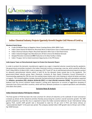 Indian Chemical Industry Projects Quarterly Growth Despite Cold Waves of Covid-19