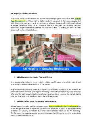 #AR Helping In Growing #Businesses
