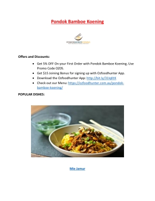 5% off - Pondok Bamboe Koening - Clayton takeaway , VIC