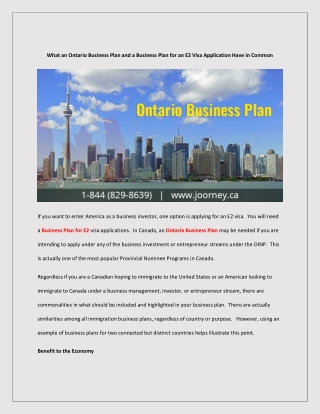 What an Ontario Business Plan and a Business Plan for an E2 Visa Application Have in Common