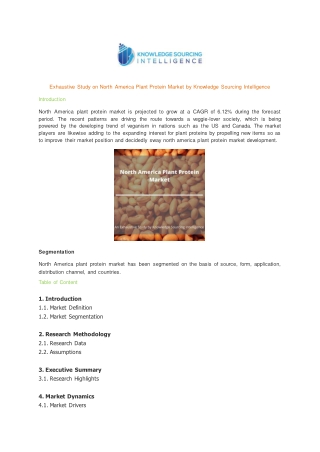 Exhaustive Study on North America Plant Protein Market by Knowledge Sourcing Intelligence