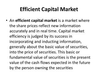 Efficient Capital Market