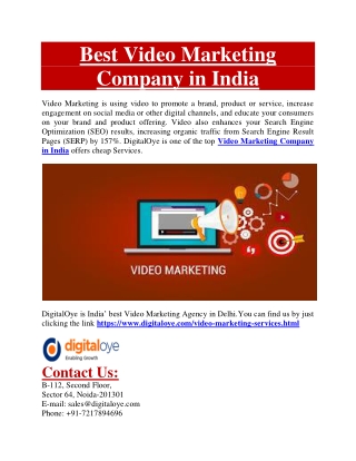 Video Marketing Company in India