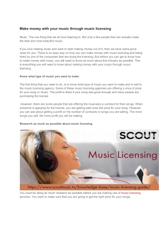 Make money with your music through music licensing