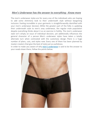Men’s Underwear has the answer to everything - Know more