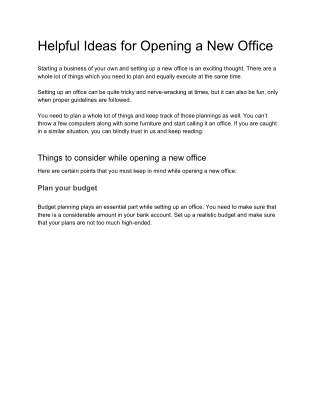 Helpful Tips for Opening a New Office
