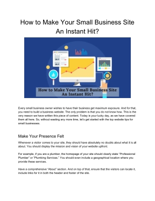 How to Make Your Small Business Site An Instant Hit?