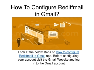 How To Configure Rediffmail in Gmail?