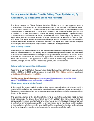 Battery Materials Market Size By Battery Type, By Material, By Application, By Geographic Scope And Forecast