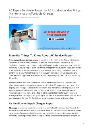 Best AC Repair And Installation Service In Raipur