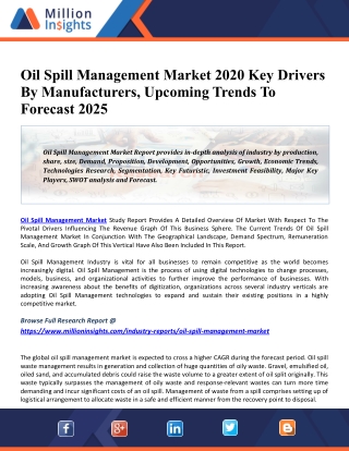 Oil Spill Management Market: Rising Demand, Future Scope, Market Status, And Forecasts, 2020-2026