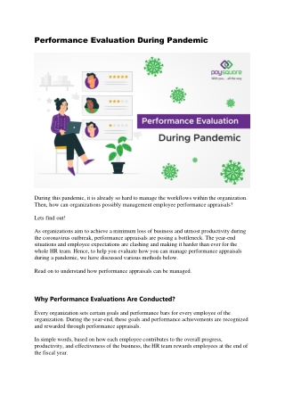 Performance Evaluation During Pandemic